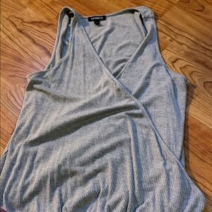 Express Gray Ribbed Wrap Tank Top